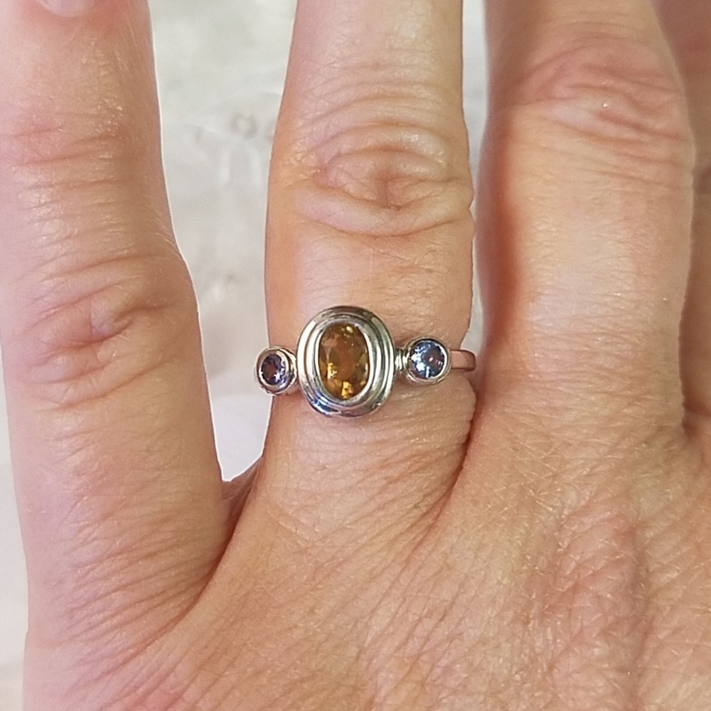 Sterling Silver Tanzanite and Citrine Ring
